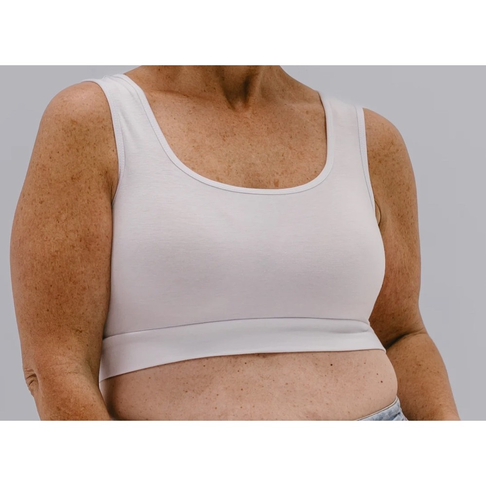 Halftee Basic Reversible Tank White Sleeveless Crop Top Small NWT LDS Garments